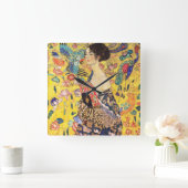 Gustav Klimt “ Lady with fan ” スクエア壁時計 (ホーム)