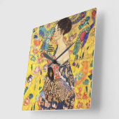 Gustav Klimt “ Lady with fan ” スクエア壁時計 (傾斜)