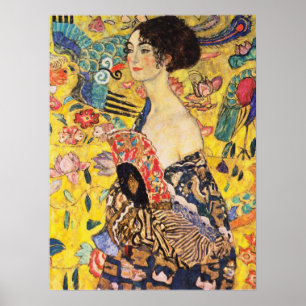 Gustav Klimt Lady With Fan ポスター