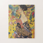 Gustav Klimt Lady With Fan Art Nouveau Painting ジグソーパズル<br><div class="desc">Gustav Klimt Lady With Fan Art Nouveau Painting This half portrait of a beautiful woman shows a yellow background with asiatic ornaments, colorful birds and lotus flowers. The lady wears a dress in the style of a kimono imprinted with motives of a Chinese dragon dress. Beautiful artistic romantic decorative fine...</div>