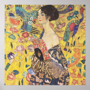 Gustav Klimt - Lady with Fan Reproduction Poster ポスター