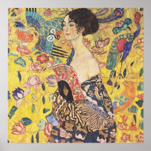 Gustav Klimt - Lady with Fan Reproduction Poster ポスター (正面)