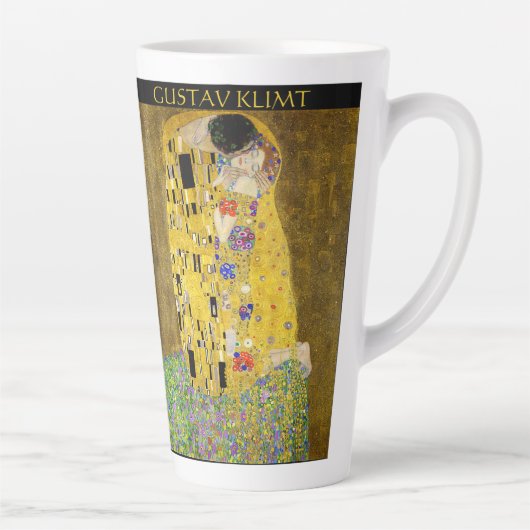 Gustav Klimt – The Kiss – Custom Text カフェラテマグ (右)