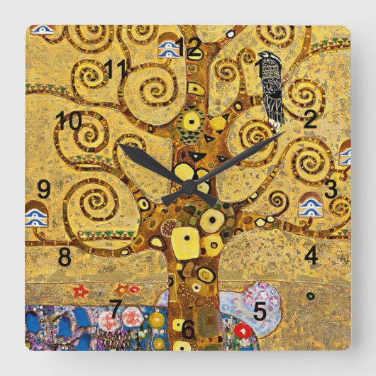 Gustav Klimt , “ Tree of life ” スクエア壁時計 (正面)