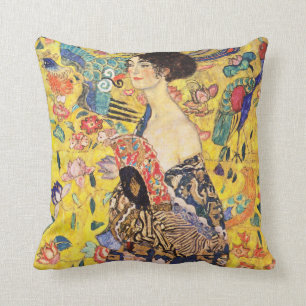 Gustav Klimt , Woman with fan クッション