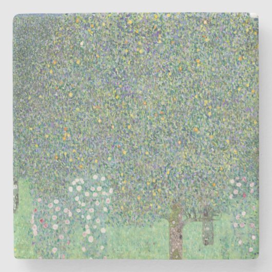 Gustav Klimt's Rosebushes Under the Trees, 1905 ストーンコースター (正面)