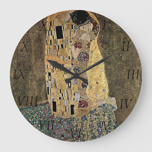 Gustav Klimt's The Kiss (circa 1908) ラージ壁時計 (正面)