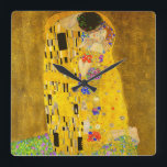 Gustav Klimt's The Kiss famous painting スクエア壁時計<br><div class="desc">Gustav Klimt's The Kiss famous painting Wall Clock .
Famous Gustav Klimt painting.</div>