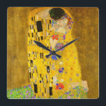 Gustav Klimt's The Kiss famous painting スクエア壁時計<br><div class="desc">Gustav Klimt's The Kiss famous painting Wall Clock .
Famous Gustav Klimt painting.</div>