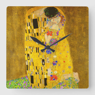 Gustav Klimt's The Kiss famous painting スクエア壁時計