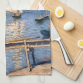 Gustave Caillebotte – アルジェンテウイルのセーリングボート キッチンタオル (四つ折り)