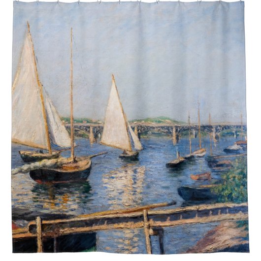 Gustave Caillebotte – アルジェンテウイルのセーリングボート シャワーカーテン (正面)