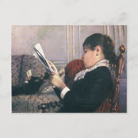 Gustave Caillebotte -インテリア、女読性 ポストカード (正面)