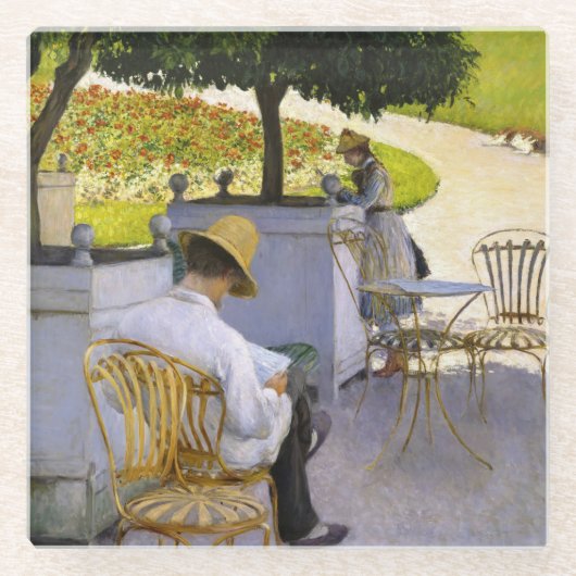 Gustave Caillebotte – オレンジ色の木 ガラスコースター (正面)