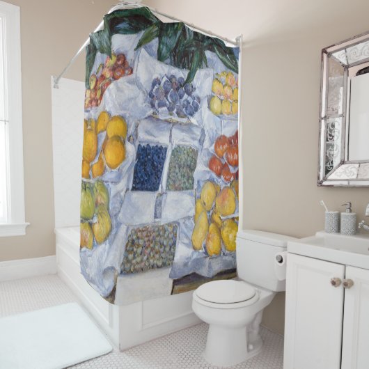 Gustave Caillebotte – スタンドにフルーツを飾る シャワーカーテン (インサイチュ)