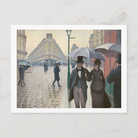 Gustave Caillebotte，パリ通り; Rainy Day ポストカード (正面)