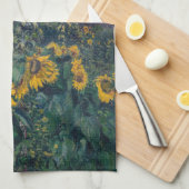 Gustave Caillebotte – ヒマワリ，ガーデン キッチンタオル (四つ折り)