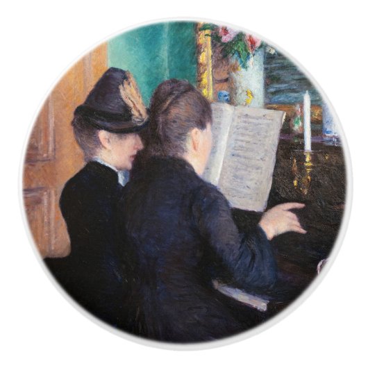 Gustave Caillebotte – ピアノレッスン セラミックノブ (正面)