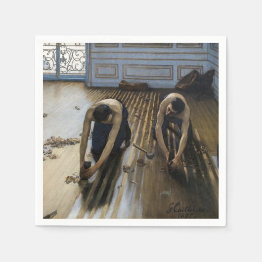 Gustave Caillebotte – 床のスクレーパー スタンダードカクテルナプキン (正面)