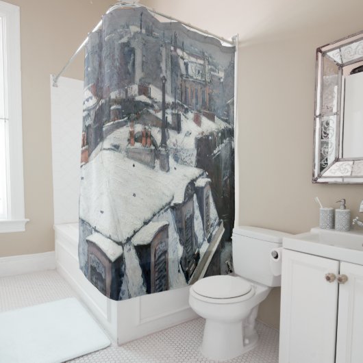 Gustave Caillebotte – 雪の上の屋根 シャワーカーテン (インサイチュ)