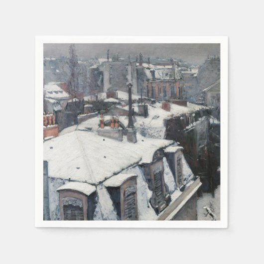 Gustave Caillebotte – 雪の上の屋根 スタンダードカクテルナプキン (正面)