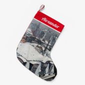 Gustave Caillebotte – 雪の上の屋根 スモールクリスマスストッキング (正面 (吊り時))