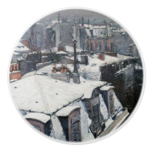 Gustave Caillebotte – 雪の上の屋根 セラミックノブ
