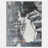 Gustave Caillebotte – 雪の上の屋根 フリースブランケット (正面)