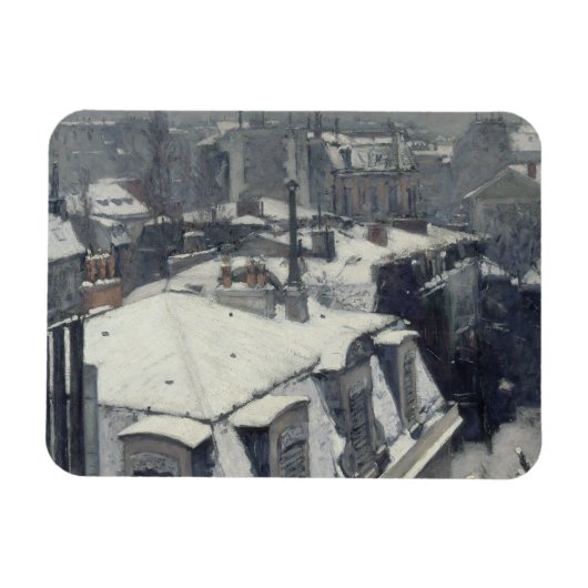 Gustave Caillebotte – 雪の上の屋根 マグネット (横)