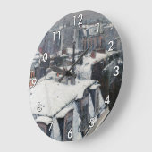 Gustave Caillebotte – 雪の上の屋根 ラージ壁時計 (傾斜)