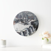 Gustave Caillebotte – 雪の上の屋根 ラージ壁時計 (ホーム)