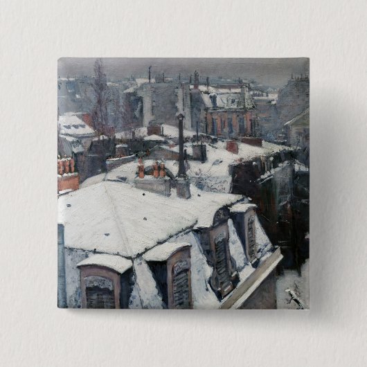 Gustave Caillebotte – 雪の上の屋根 缶バッジ (正面)