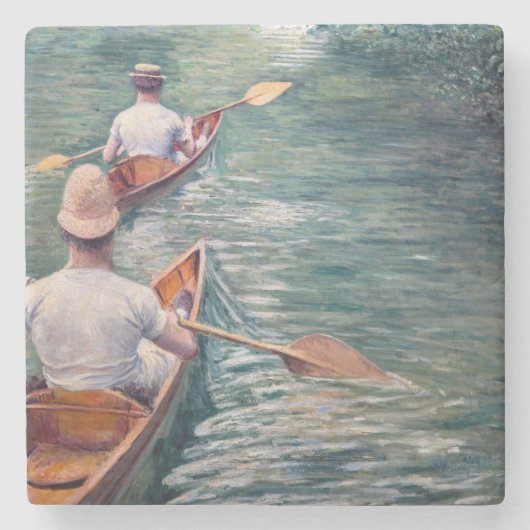 Gustave Caillebotte - Canoes on the Yerres ストーンコースター (正面)