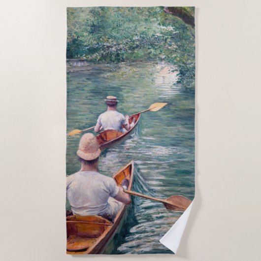 Gustave Caillebotte - Canoes on the Yerres ビーチタオル (正面)