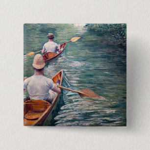 Gustave Caillebotte - Canoes on the Yerres 缶バッジ