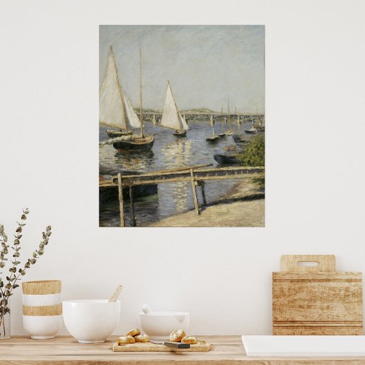 Gustave Caillebotte - Sailing Boats at Argenteuil ポスター (キッチン)