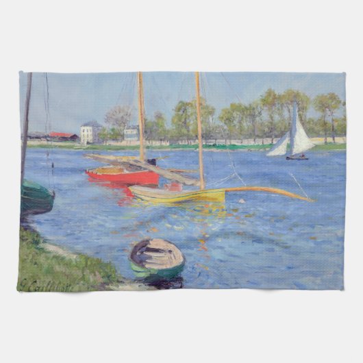 Gustave Caillebotte - The Seine at Argenteuil キッチンタオル (横)