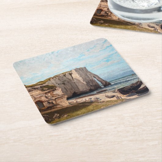 Gustave Courbet – 嵐の後のEtreatでの崖 スクエアペーパーコースター (アングル)