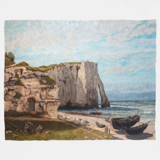 Gustave Courbet – 嵐の後のEtreatでの崖 フリースブランケット (正面(横))