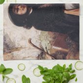 Gustave Courbet – 黒犬と自画像 キッチンタオル (折り畳み)