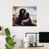 Gustave Courbet – 黒犬と自画像 ポスター (ホームオフィス)