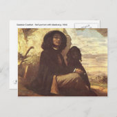 Gustave Courbet – 黒犬と自画像 ポストカード (正面/裏面)