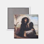 Gustave Courbet – 黒犬と自画像 マグネット (正面/裏面)