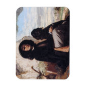 Gustave Courbet – 黒犬と自画像 マグネット (縦)