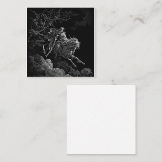 Gustave Doore – 馬の淡い色の死 スクエア名刺 (正面/裏面)