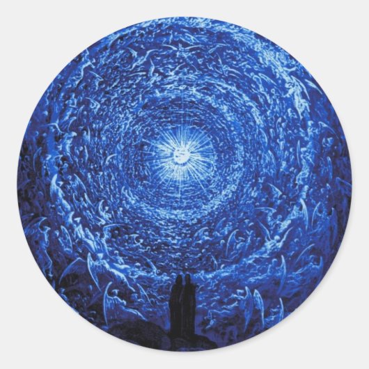 Gustave Doore The White Rose (blue)スタンプ ラウンドシール (正面)