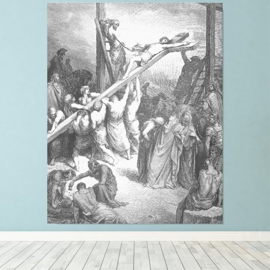 Gustave Doré - Luke 23B The Cross is Lifted Up キャンバスプリント (インサイチュ (ウッドフロア))