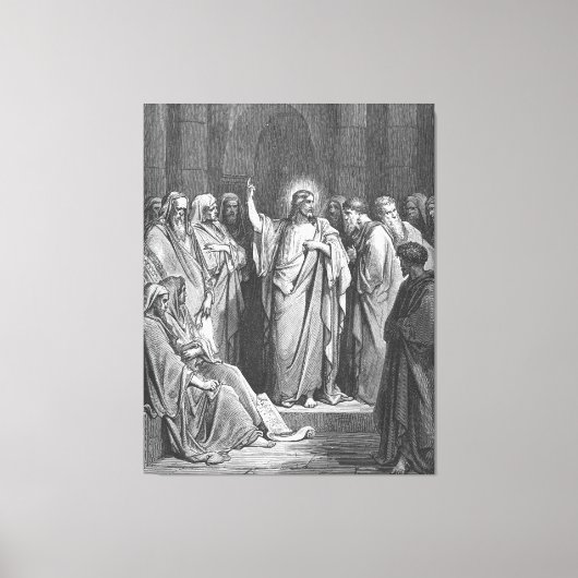 Gustave Doré - Mark 1B Jesus Preaches in the Synag キャンバスプリント (正面)