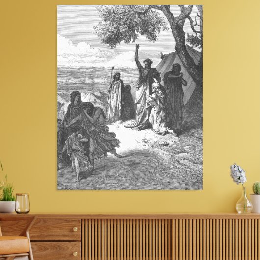 Gustave Doré - Noah Curses Ham and Canaan キャンバスプリント (インサイチュ (リビング))