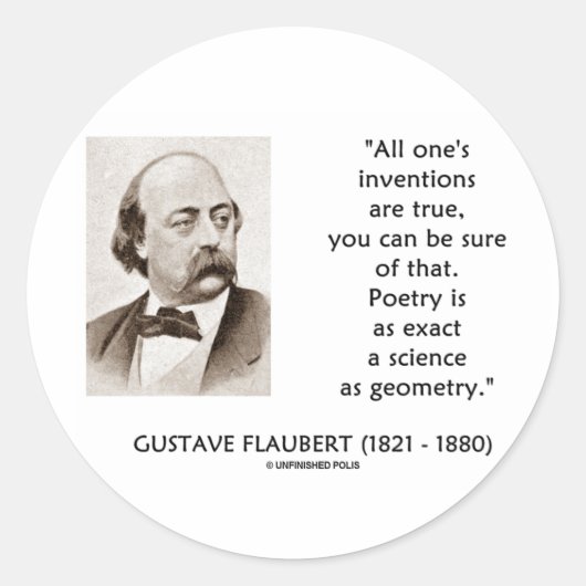 Gustave Flaubert Inventions True Poetry Science ラウンドシール (正面)
